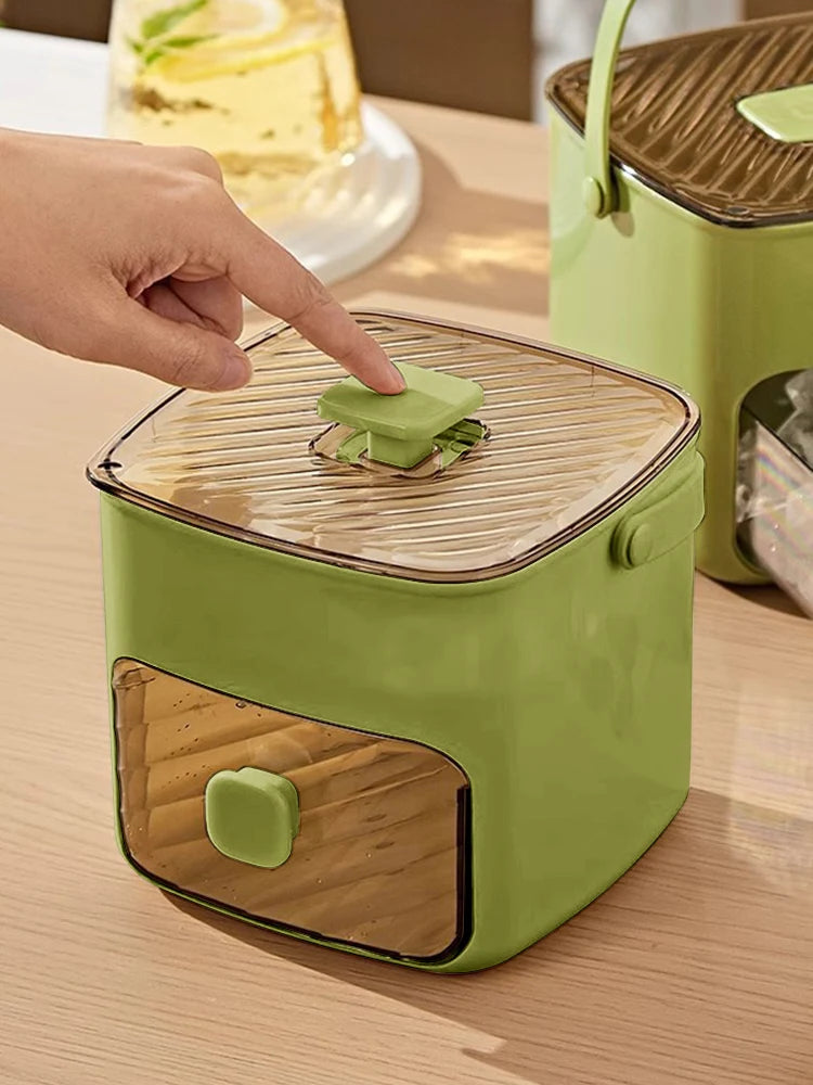Portable Ice Maker with Handle – Compact Ice Cube Maker with Storage Drawer