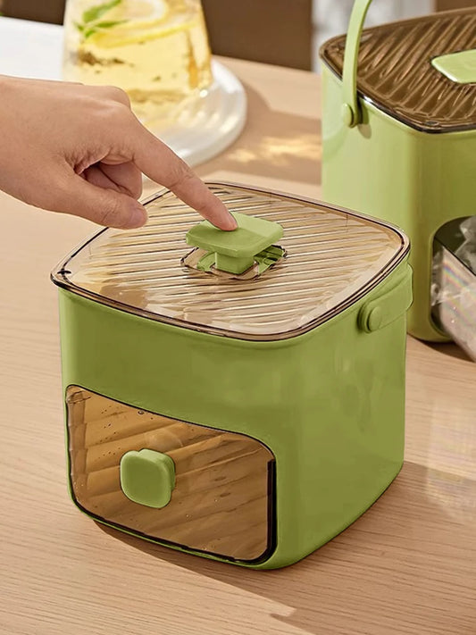 Portable Ice Maker with Handle – Compact Ice Cube Maker with Storage Drawer