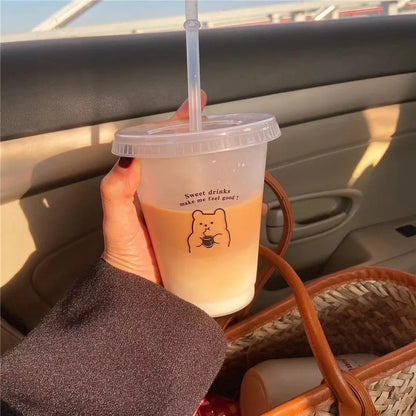 Kawaii Straw Tumbler – Reusable BPA-Free Drinking Cup with Lid