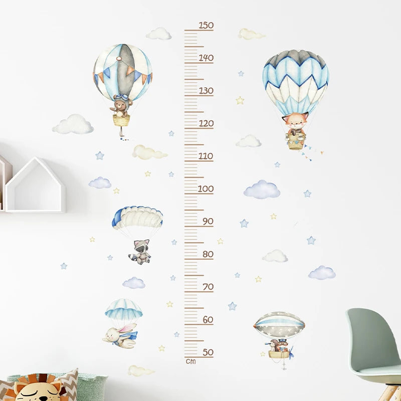 Cartoon Animal Height Chart Wall Stickers – Removable Growth Ruler Decals (3 Pack)