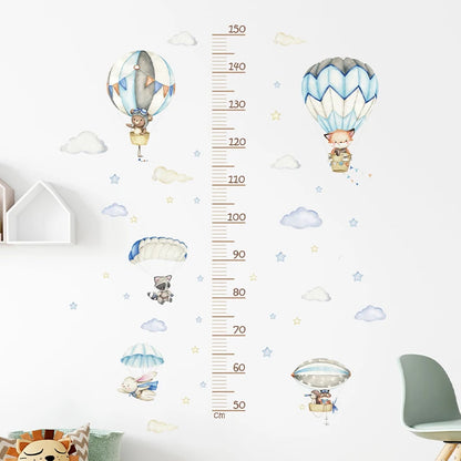 Cartoon Animal Height Chart Wall Stickers – Removable Growth Ruler Decals (3 Pack)
