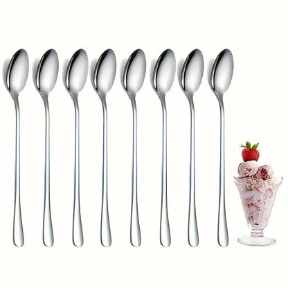 6-Piece Stainless Steel Long Handle Spoon Set – Iced Tea, Coffee & Dessert Spoons