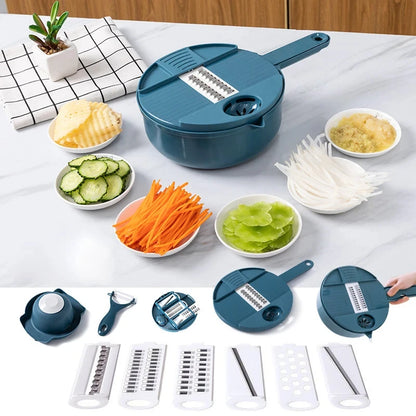 9-in-1 Multi-Function Vegetable Cutter – Mandoline Slicer, Grater & Food Chopper Set