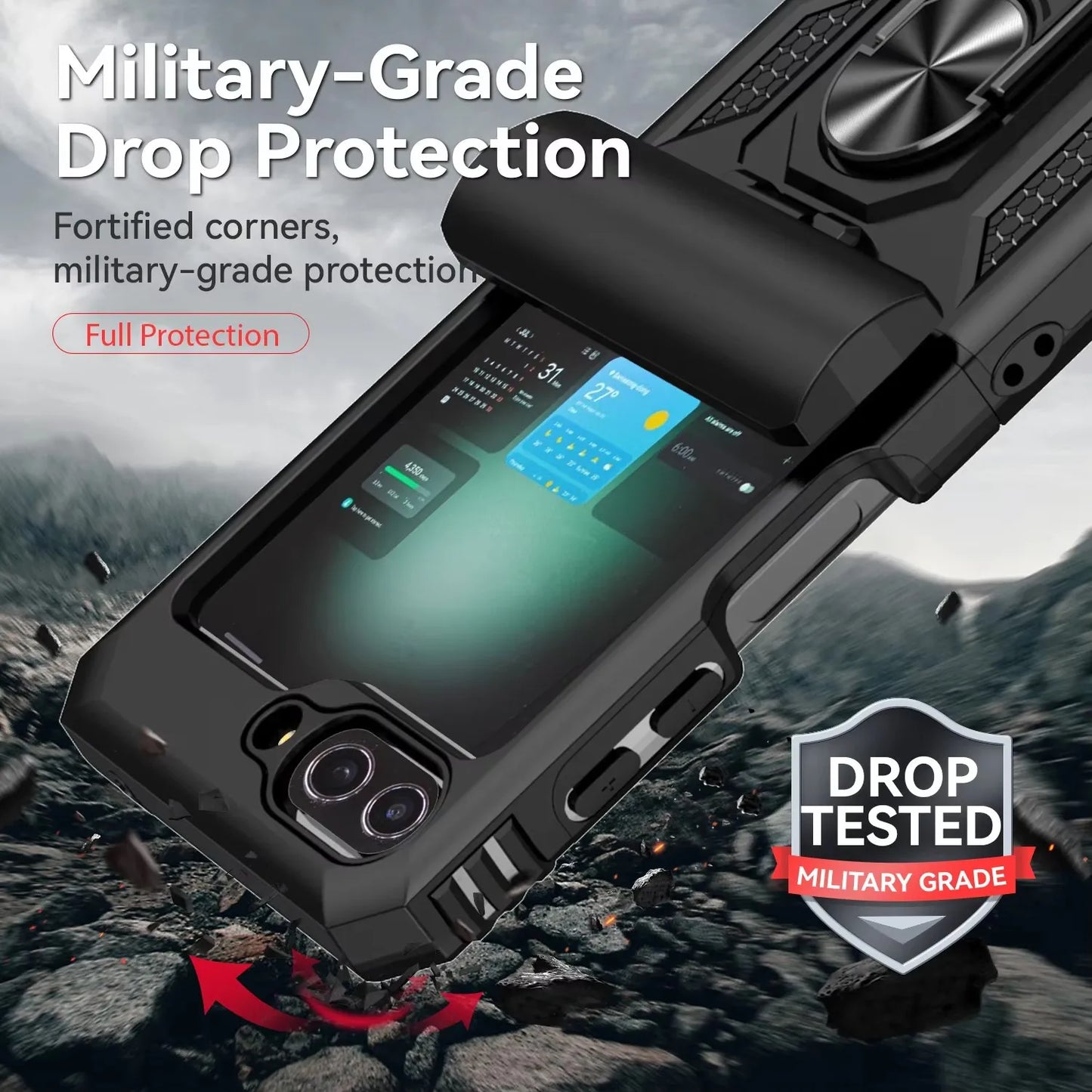 Samsung Galaxy Z Flip7 Phone Case with Ring Bracket (8 colours available)