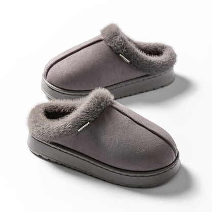 Fluffy Winter Slippers – Warm Faux Suede Indoor Slides with Thick EVA Sole