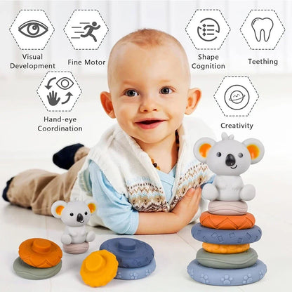 Soft Silicone Baby Building Blocks – Stack, Squeeze & Sensory Play Set