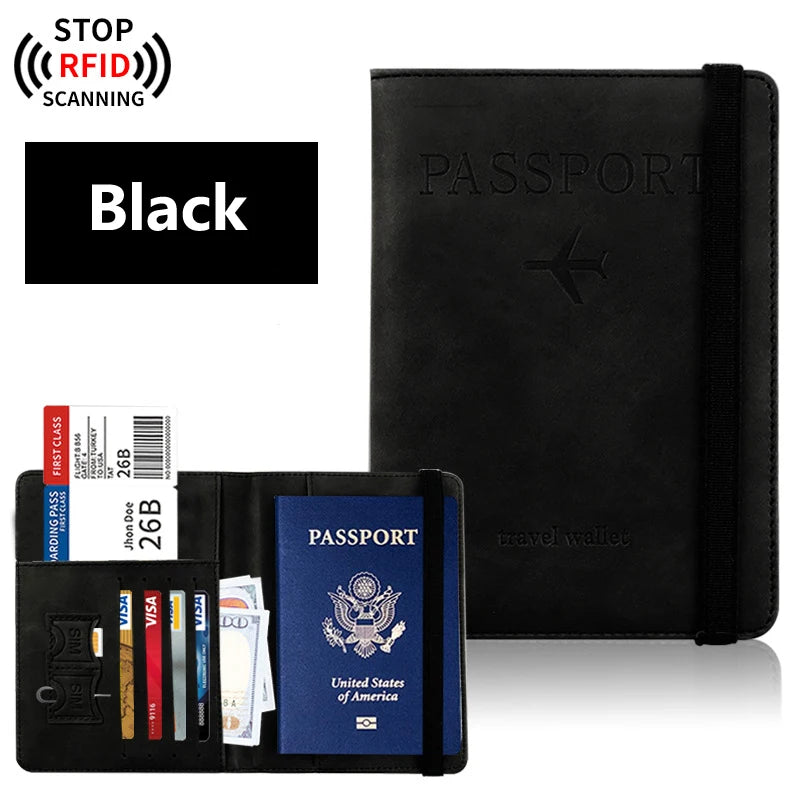 RFID Passport & Travel Wallet – PU Leather Organiser with Card & Document Storage