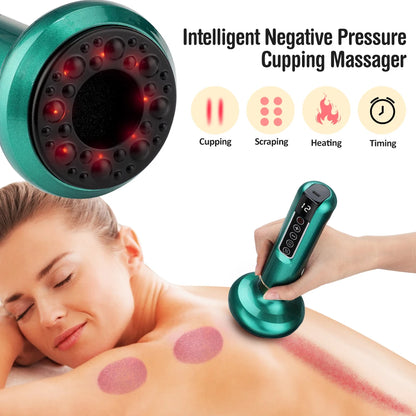 Smart Heated Cupping Massager – Rechargeable Gua Sha & Suction Therapy Device