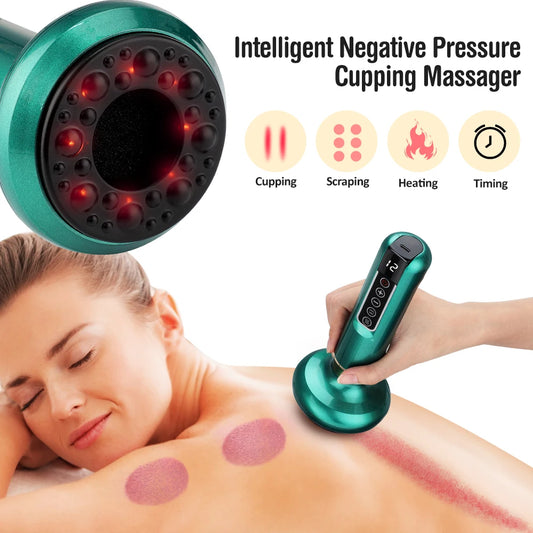 Smart Heated Cupping Massager – Rechargeable Gua Sha & Suction Therapy Device