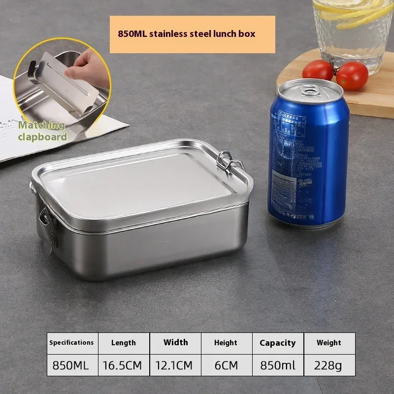 Stainless Steel Bento Lunch Box – Leak-Resistant Food Storage Container with Lockable Clips