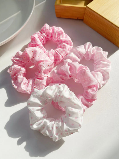 5-Piece Polka Dot Scrunchie Set – Elegant Hair Ties for Everyday Styling