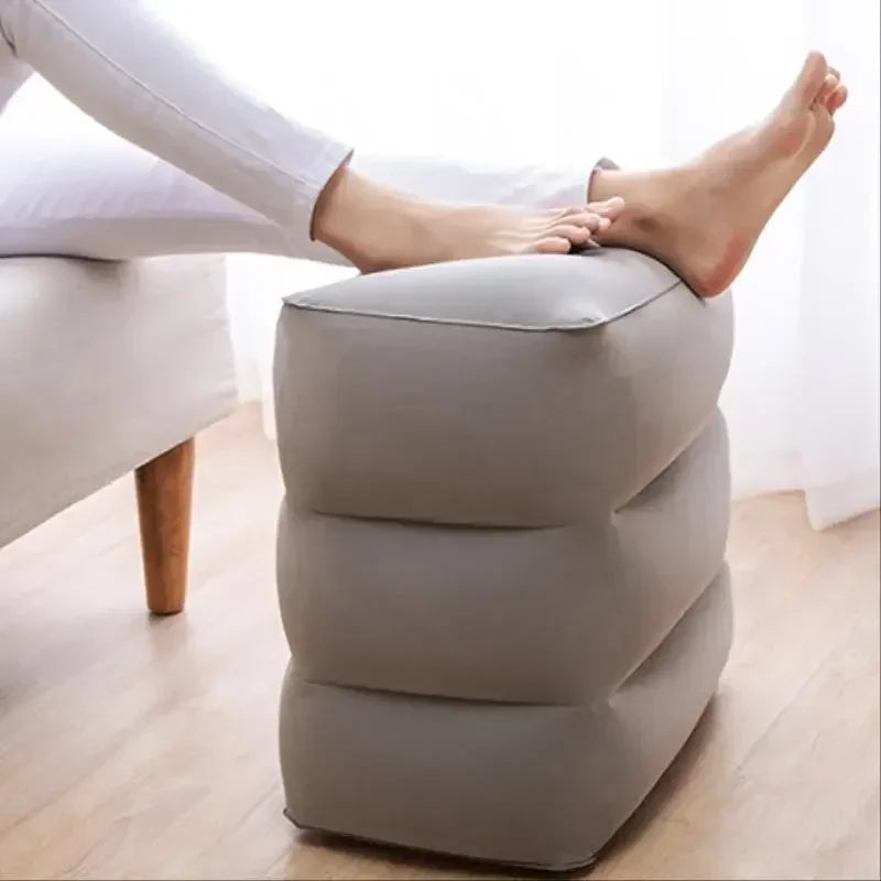 Inflatable Travel Footrest Pillow – Adjustable Airplane, Car & Bus Leg Rest