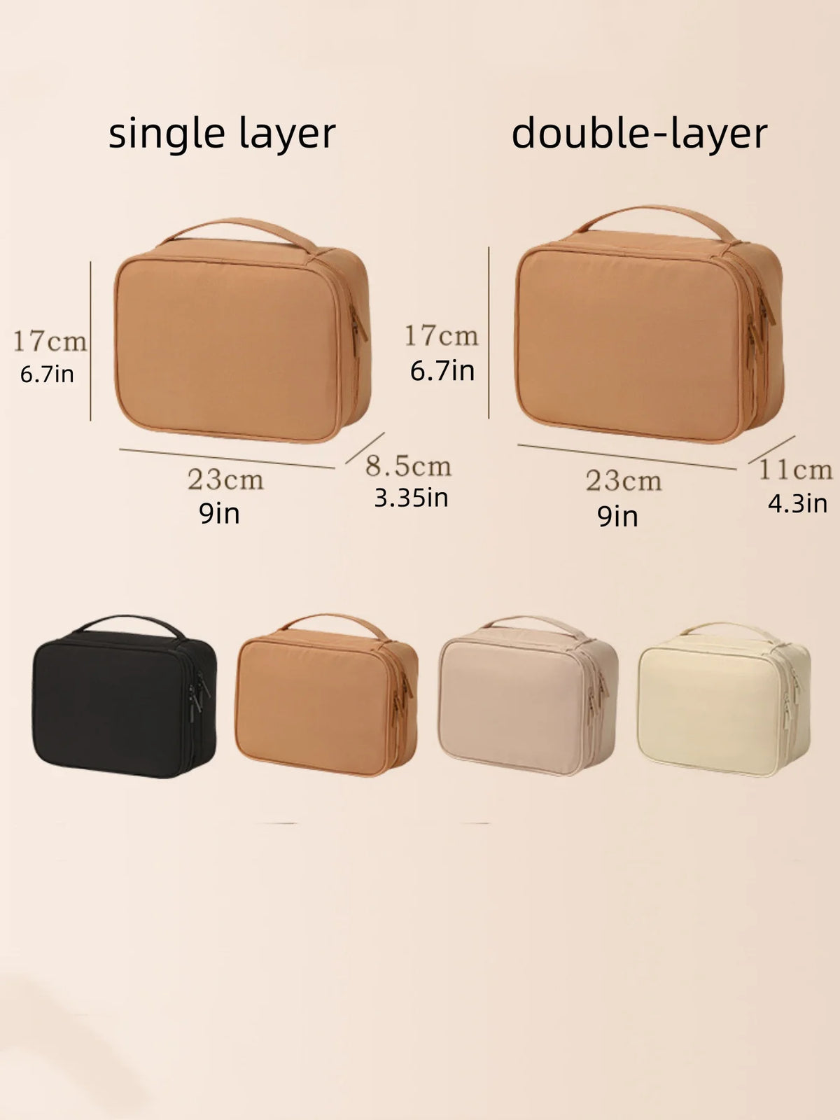Travel Toiletry & Makeup Organiser Bag – Oxford Cloth Single or Double Layer Cosmetic Storage Case