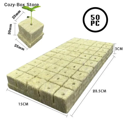 50-Piece Rock Wool Seed Starter Cubes – Hydroponic Growing & Propagation Plugs