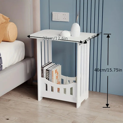 Nordic-Style Wooden Side Table with Storage Rack