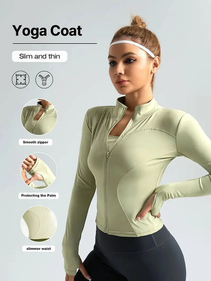 Women's Quick-Dry Fitness Jacket – Long Sleeve Zip-Up Pilates & Activewear Top
