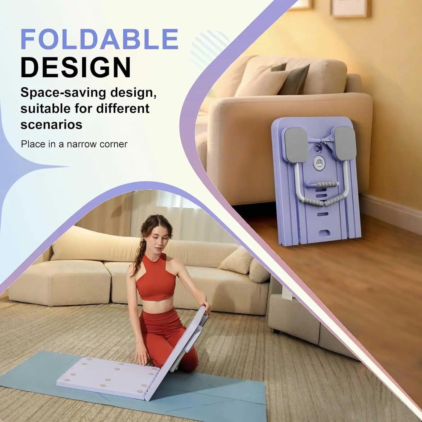 Multi-Functional Pilates Board – Foldable Home Fitness Board with Resistance Bands, Push-Up Bars & Timer