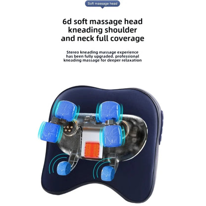 Rechargeable Shiatsu Massage Pillow – Heated Neck, Shoulder & Back Massager