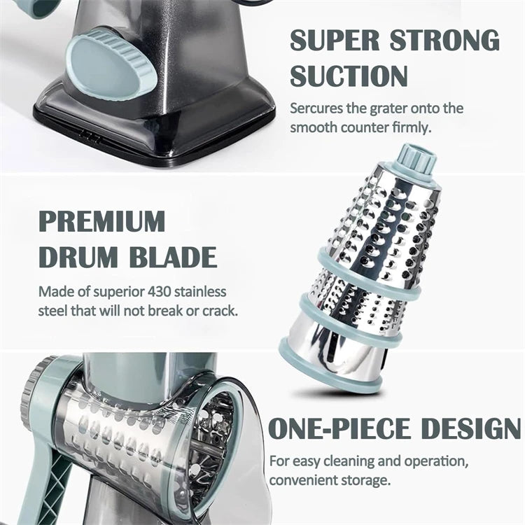 3-in-1 Manual Rotary Cheese Grater