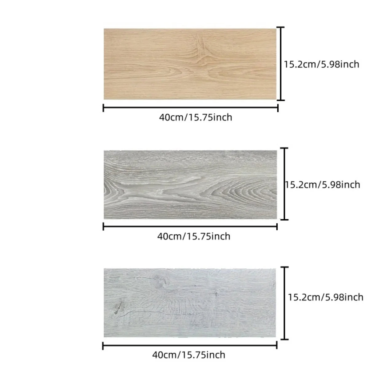 PVC Wood Grain Self-Adhesive Floor Tiles – 40x15cm (10Pcs) (available in 8 designs)