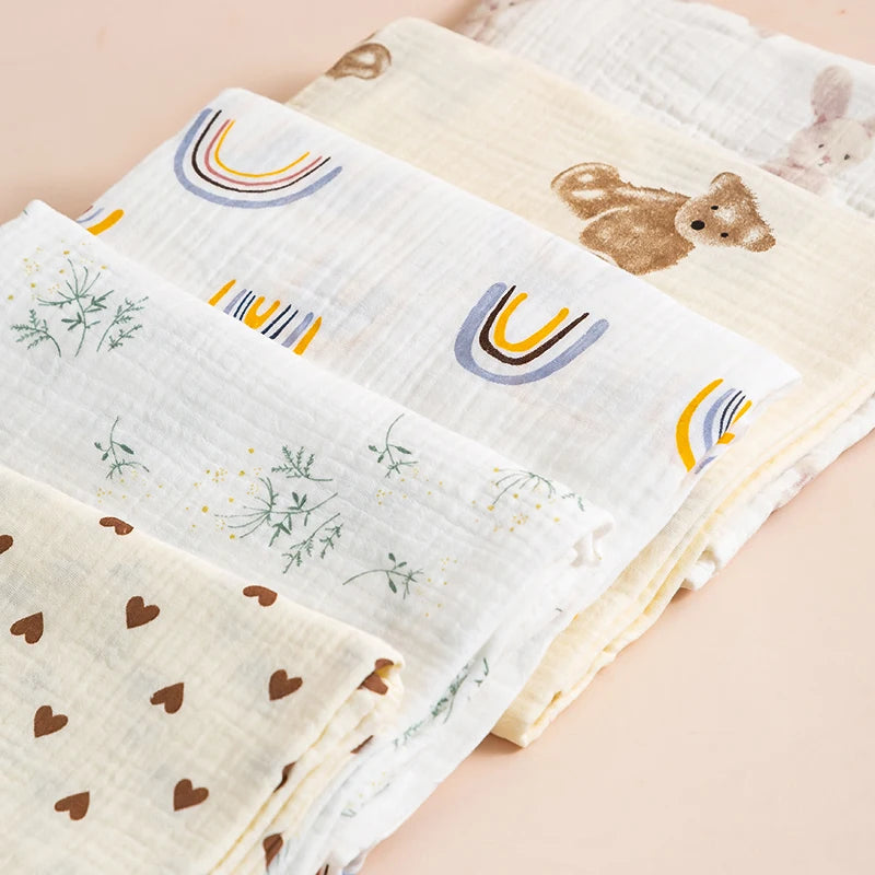Cotton Muslin Baby Swaddle Blanket – 100 x 100cm Newborn Receiving Blanket