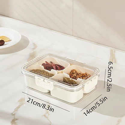 8-Compartment Divided Serving Tray with Lid – Snack & Fruit Storage Container