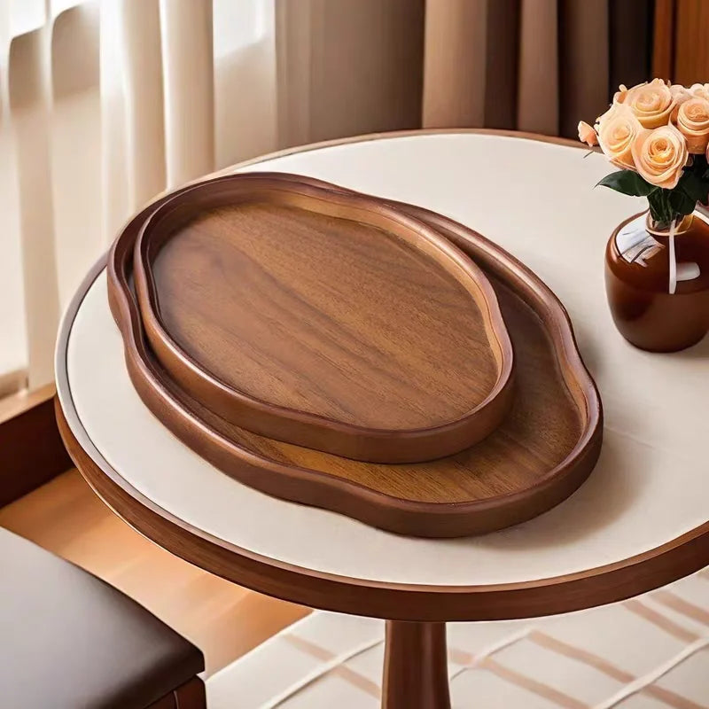 Natural Wooden Serving Tray – Decorative Fruit, Cheese & Coffee Table Platter