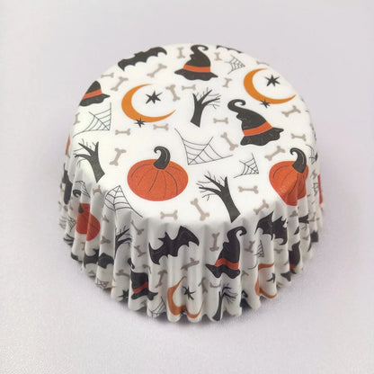 100-Pack Christmas & Halloween Cupcake Liners – Festive Paper Baking Cups