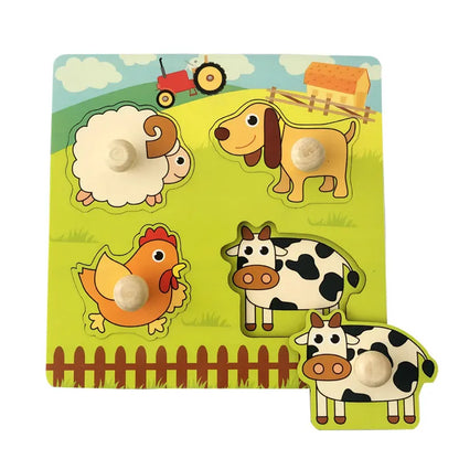 Montessori Wooden Animal Puzzle Board – Educational Learning Toy (1–3 Years)