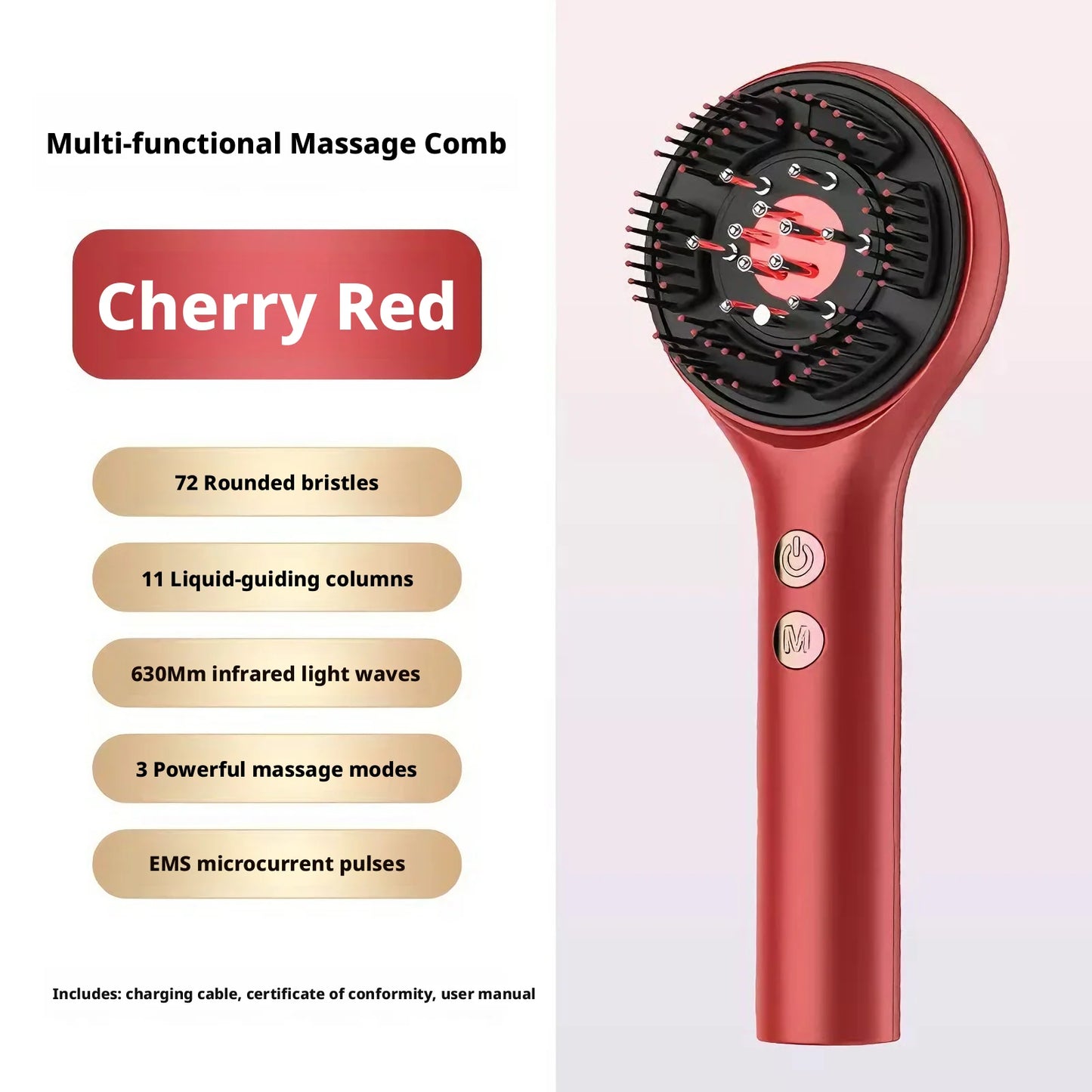 Electric Scalp Massager Comb – Red Light Hair Care Brush