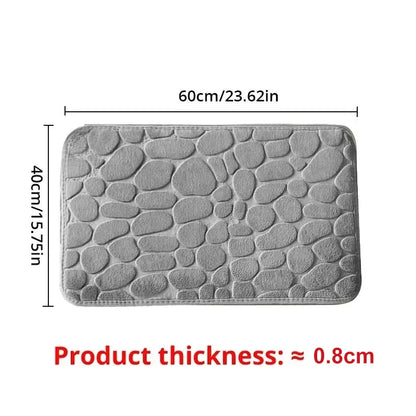 Embossed Memory Foam Bath Mat – Non-Slip Pebble Floor Rug for Bathroom & Home