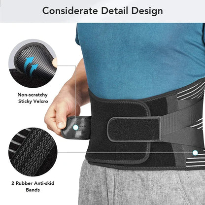 Adjustable Lumbar Support Belt – Double Pull Waist & Back Support Brace