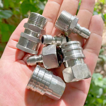 High Pressure Washer Quick Connect Plug & Coupler – Stainless Steel M14, M22 &amp; G1/4 Adapters