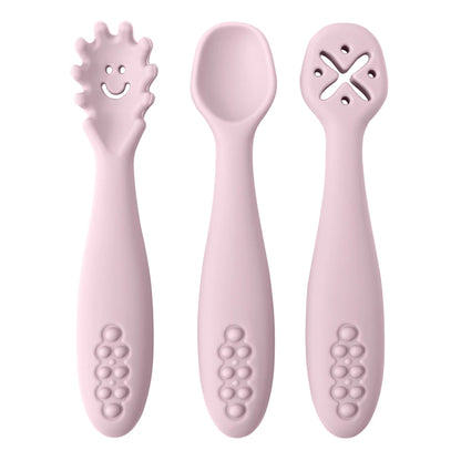 3-Piece Silicone Baby Learning Spoon Set – Self-Feeding & Weaning Utensils