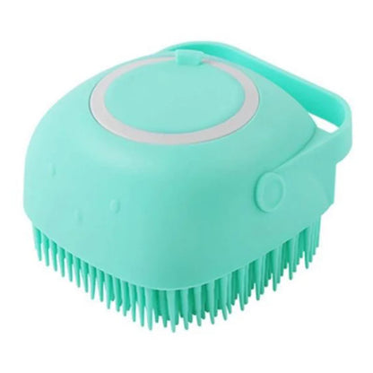 Soft Silicone Massage Brush for Dogs & Cats with Soap Dispenser