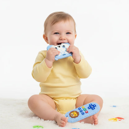 2-Piece Silicone Baby Teether Set – Bear Game Controller & Lion Remote
