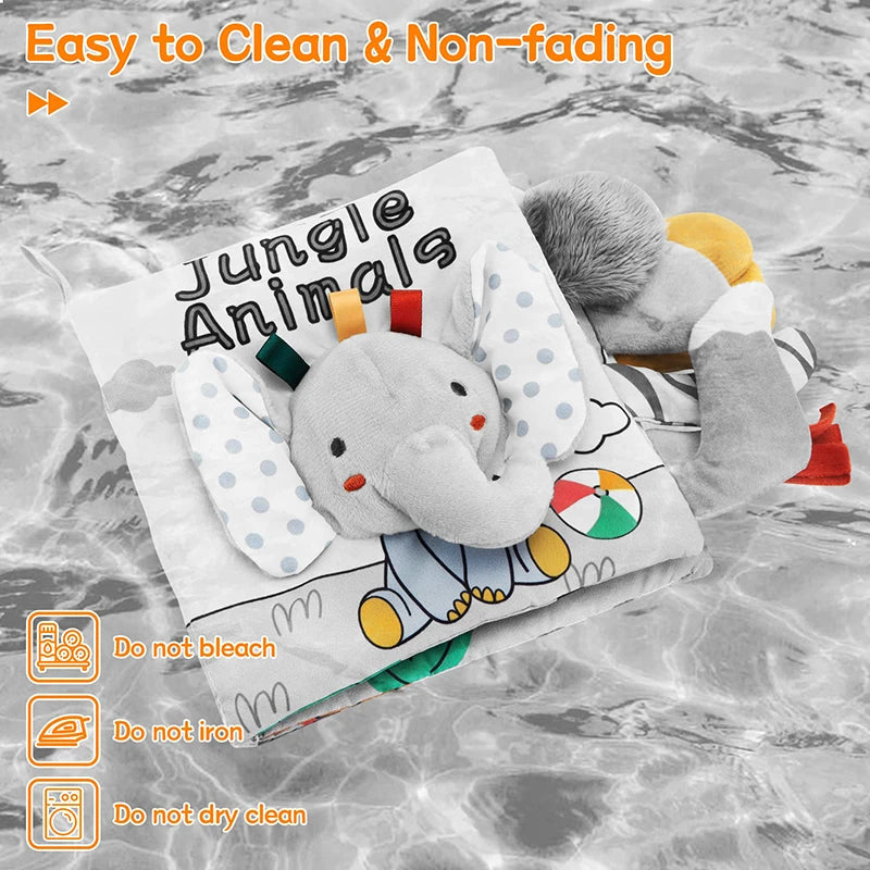 Sensory Baby Cloth Book – High Contrast Touch & Feel Learning Book (0–12 Months)