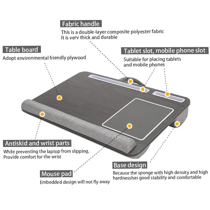 Multi-Purpose Laptop Desk with Mouse Pad – Portable Bed, Sofa & Lap Table