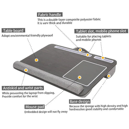 Multi-Purpose Laptop Desk with Mouse Pad – Portable Bed, Sofa & Lap Table