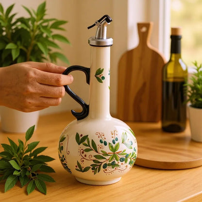Embossed Ceramic Olive Oil & Vinegar Dispenser 750ml
