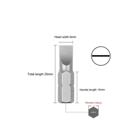 S2 Steel Slotted Screwdriver Bits Set – 1/4" Shank (6 different types available)