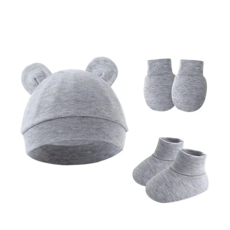 Newborn Baby Beanie & Mittens Set – Soft Cotton Hat & Gloves Gift Set