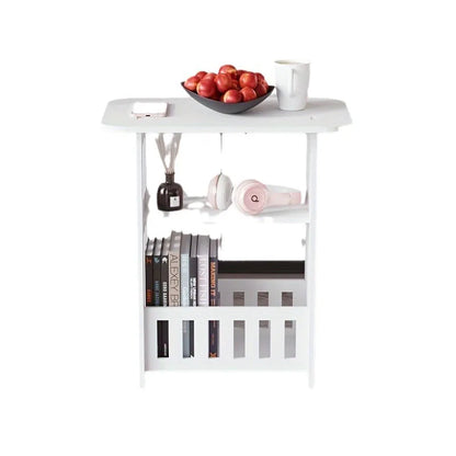 Nordic-Style Wooden Side Table with Storage Rack