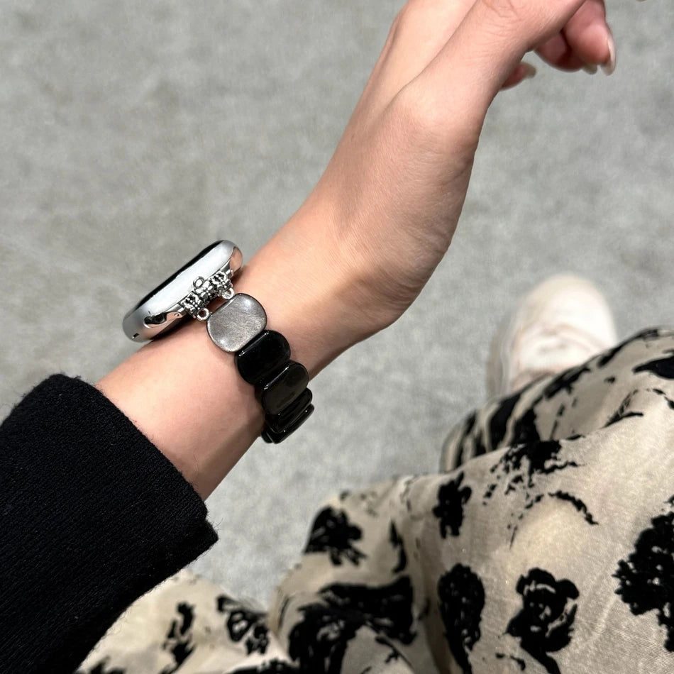 Crystal Stone Apple Watch Band – Marble Elastic Bracelet Strap