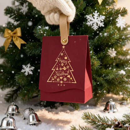 12-Pack Christmas Gift Boxes with Gold Handles – Festive Christmas Tree Gift Packaging