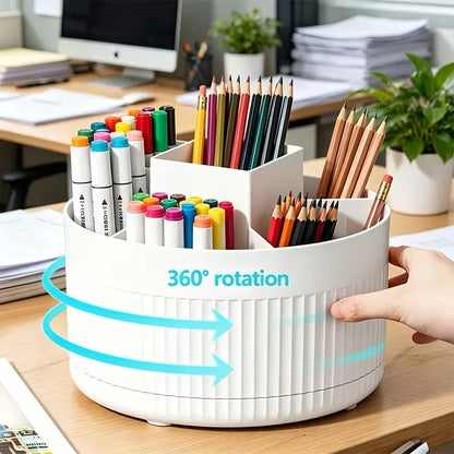 360° Rotating Desktop Organiser – 5-Compartment Storage Caddy