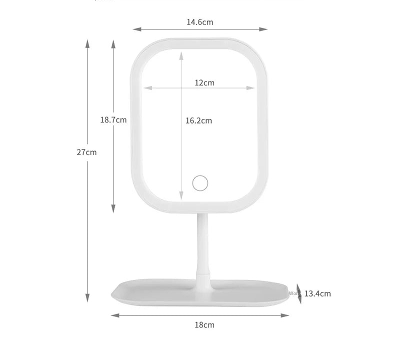 LED Makeup Vanity Mirror – 3 Colour Touch-Control Desktop Dressing Mirror