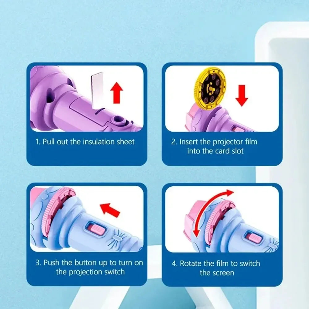 Cartoon Projection Flashlight for Kids – Educational Bedtime Toy