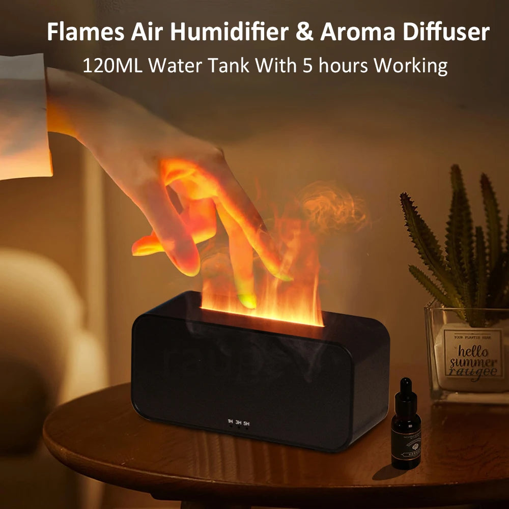 Flame Aroma Diffuser Humidifier – LED Essential Oil Air Humidifier