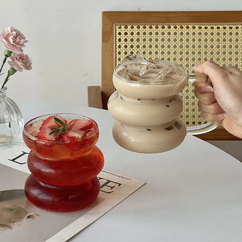 430ml Clear Glass Coffee Mug – Modern Latte, Milk & Cocktail Cup